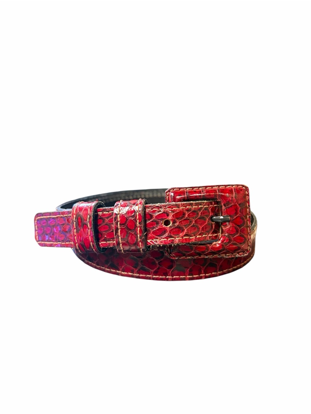 Vintage Yves Saint Laurent Red Textured Belt - Size Small